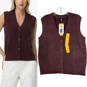 Frye Women's Burgundy Sweater Vest Size Medium NWT